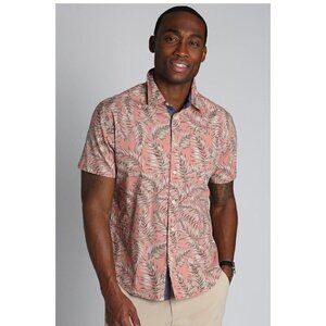 JACHS New York Men’s Size XL Red Button Up Shirt Tropical Print Short Sleeve